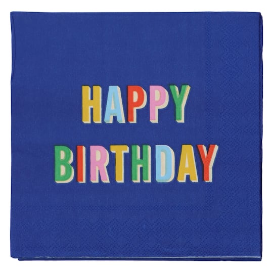 12 Packs: 20 ct. (240 total) Blue Happy Birthday Lunch Napkins by Celebrate It™